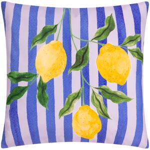 Lemons Striped 43cm x 43cm Outdoor Filled Cushion Blue
