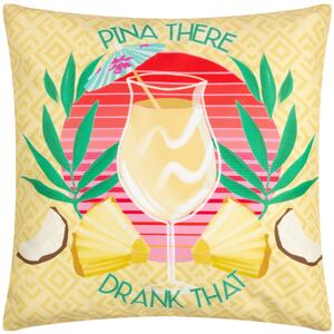Pina There Abstract 43cm x 43cm Outdoor Filled Cushion Yellow