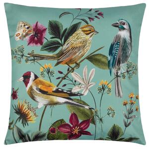 Midnight Garden Birds 43cm x 43cm Outdoor Filled Cushion Aqua