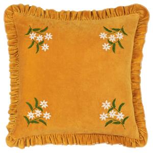 Daisy Frill Embroidered 45cm x 45cm Filled Cushion Gold
