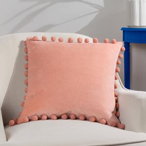 Dora Velvet Pom Pom 45cm x 45cm Filled Cushion Pale Pink