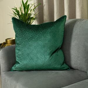 Florence Embossed Velvet 55cm x 55cm Filled Cushion Emerald