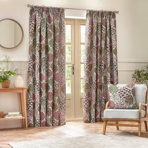 Ophelia Floral Jacquard Ready Made Curtains Rednut
