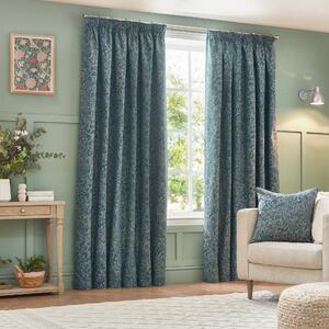 Grantley Jacquard Ready Made Pencil Pleat Curtains Wedgewood