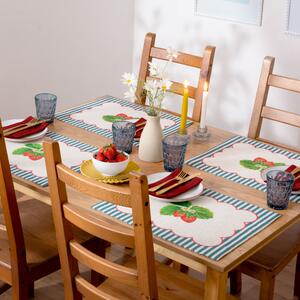 Strawberry Stripes Set of 4 Indoor Outdoor 46cm x 36cm Placemats Blue