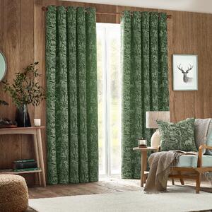 Winter Woods Chenille Ready Made Eyelet Curtains Emerald