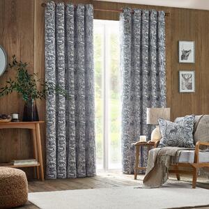 Winter Woods Chenille Ready Made Eyelet Curtains Midnight