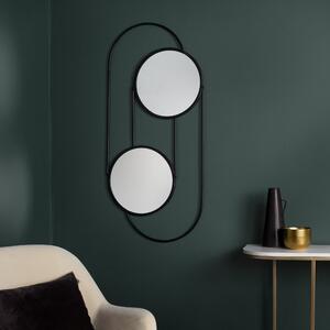 Abstract Double Round Circular Wall Mirror 50cm x 109cm Mirror Black