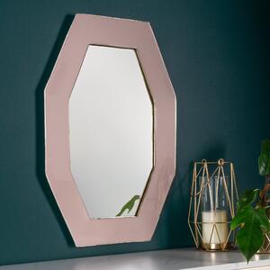 Framed Octagonal Wall Mirror 39cm x 59cm Mirror Pink