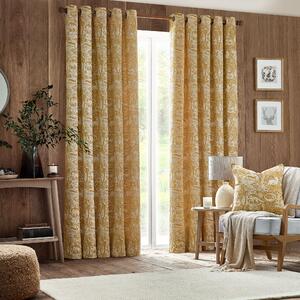 Winter Woods Chenille Ready Made Eyelet Curtains Ochre