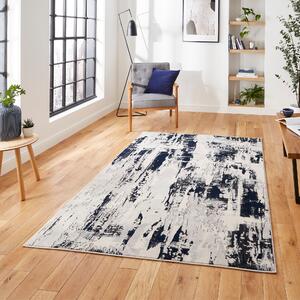 Apollo Marble Effect Washable Rug Navy (Blue)