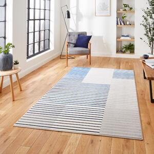 Apollo Abstract Stripe Washable Rug Navy (Blue)