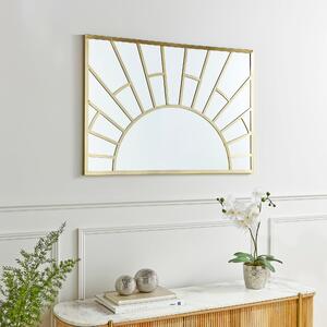 Sun Rays Rectangle Overmantel Wall Mirror Gold