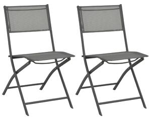 Folding Outdoor Chairs 2 pcs Steel and Textilene