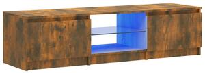 TV Cabinet with LED Lights Smoked Oak 140x40x35.5 cm