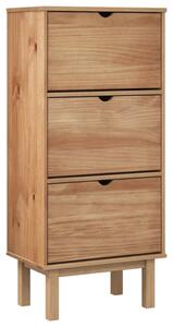 Shoe Cabinet OTTA with 3 Drawers Brown Solid Wood Pine