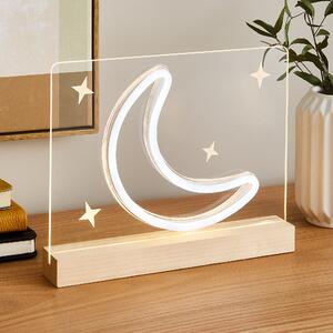 Moon and Stars Neon Table Light Clear