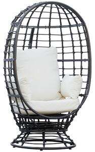 Outsunny 360° Swivel Egg Chair Outdoor, Cocoon Single Chair with Cushion for Patio & Conservatory Balcony, Black Aosom UK