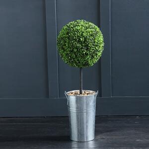 Ball Boxwood Topiary in Metal Pot 82cm Green