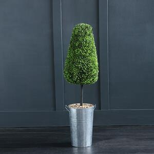 Conical Boxwood Topiary in Metal Pot 95cm Green