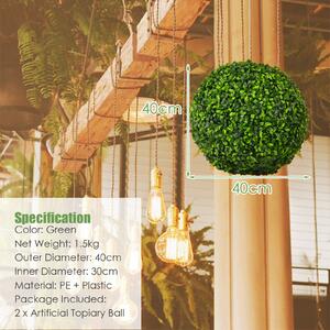 Costway 2pcs Artificial Topiary Balls Faux Decoration Plant
