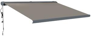 Outsunny 4 x 3(m) Full Cassette Electric Awning with Remote Controller, Aluminium Frame DIY Retractable Garden Awning, UV50+ Sun Shade Canopy for Deck Door Window, Light Grey