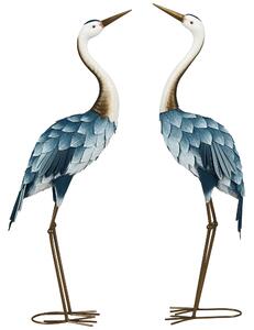 Outsunny Crane Garden Ornaments, 2 PCS Garden Statue Set, Steel Garden Gifts for Patio Pond Landscape Decoration, Multi-Colour Aosom UK