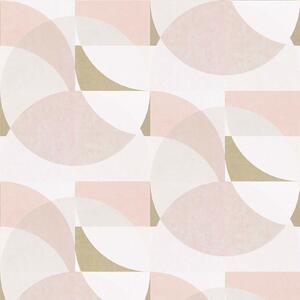 Elle Decoration Geometric Blush Pink White Gold Wallpaper