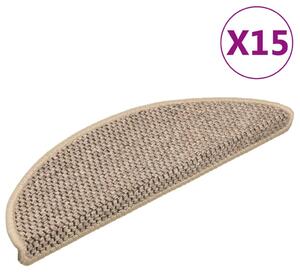 Stair Mats Self-adhesive Sisal-Look 15 pcs 56x17x3 cm Dark Beige