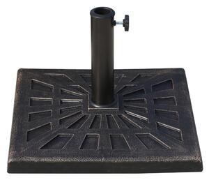 Outsunny 15kg Parasol Base Durable Patterned Colophony Garden Patio Square Umbrella Stand Base Stand Bronze Aosom UK