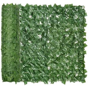 Outsunny Artificial Hedge Screen, Leaf Design Privacy Fence Panel for Garden, Outdoor, Indoor & Decor, 3M x 1M, Deep Green Aosom UK