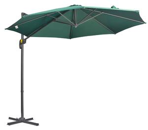 Outsunny Cantilever Parasol 3x3m with Cross Base, 360° Rotating Garden Umbrella with Crank Handle and Tilt, Green Aosom UK