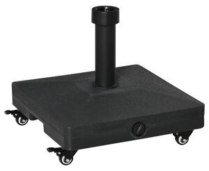 Outsunny 20kg Garden Parasol Base with Wheels Heavy Duty Sand or Water Filled Patio Umbrella Base for Outdoor Deck Beach Black