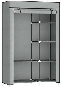 HOMCOM Fabric Wardrobe, Portable Wardrobe with 6 Shelves, 1 Hanging Rail, Foldable Closets, 103 x 43 x 162.5 cm, Light Grey Aosom UK