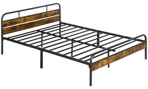 HOMCOM Industrial-Style King Bed Frame - Black/Brown