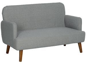 HOMCOM Velvet Feel Fabric 2 Seater Sofa, Small Sofa Loveseat with 21cm Thick Padding and Wood Legs, Grey Aosom UK