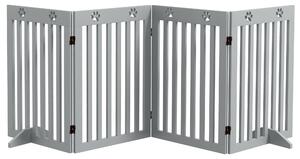 PawHut Wooden Pet Gate Foldable Freestanding Dog Safety Barrier w/ Support Feet, Grey Aosom UK