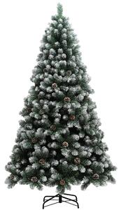 HOMCOM 7ft Artificial Pine Christmas Tree with 1152 Branch Tips and Steel Base, Realistic Hinged Tree with Pinecones, Green Aosom UK