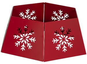 HOMCOM Christmas Tree Collar, Hexagon Christmas Tree Base Cover with Hollow Snowflake Patterns, Xmas Decoration Red Aosom UK