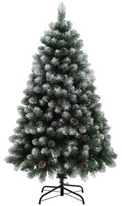 HOMCOM 5ft Artificial Pine Christmas Tree with 489 Branch Tips and Steel Base, Realistic Hinged Tree with Pinecones, Green Aosom UK