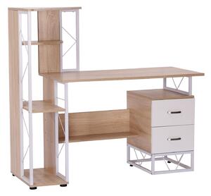 HOMCOM Office Table with Drawers & Shelves, Desk with Shelves, PC Workstation for Home Office, Study Furniture, Wooden Aosom UK