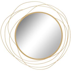 HOMCOM Abstract Metal Wire Wall Mirror, with Accessories - Gold Tone Aosom UK