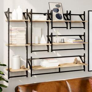 6 Piece Wall Shelf Set with Bars Sonoma Oak Engineered Wood