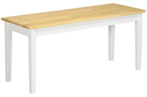 HOMCOM Wood Bench 2 Seater Solid Wooden Bench in Garden, Kitchen, Living Dining Room, Natural Wood Effect, White Aosom UK