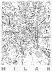 Map Milan, Hubert Roguski, (30 x 40 cm)
