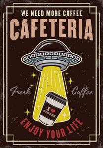 Art Poster Ufo stealing coffee paper cup vintage, Igor Zhuravel, (26.7 x 40 cm)