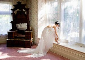 Art Photography Bride Getting Ready in Hotel Room, Natalie Fobes, (40 x 26.7 cm)