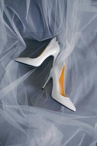 Art Photography Bride's shoes with a veil top view close-up, Artem Sokolov, (26.7 x 40 cm)