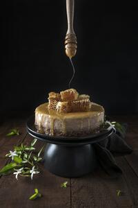 Art Photography Baklava cheesecake and honey comb, Diana Popescu, (26.7 x 40 cm)