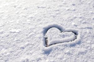 Art Photography Small heart shape on snow with, Vitalii Petrushenko, (40 x 26.7 cm)